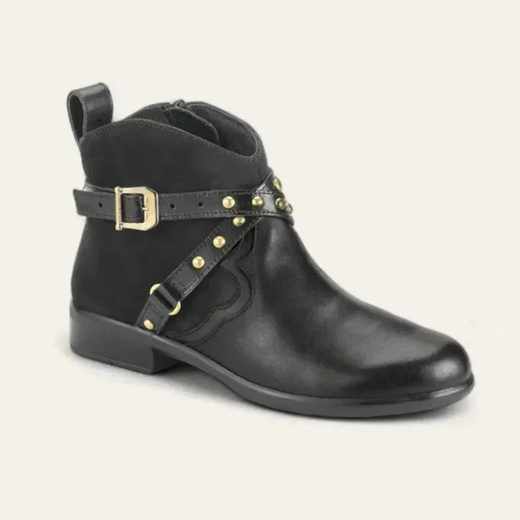 Yru aura collection luna - Gem Naot Taku Black Leather Western Boots Gold Studs Aura Collection Size 37